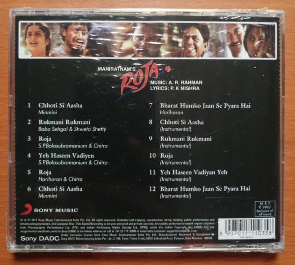 ROJA - A.R. Rahman Hindi Audio CD (FACTORY SEALED PACK) - Image 2
