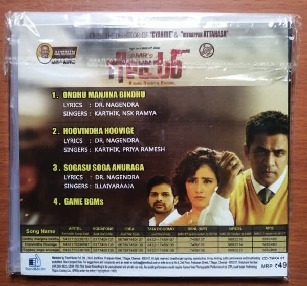 ORU MELLIYA KODU - Ilayaraja Kannada Audio CD - Image 2
