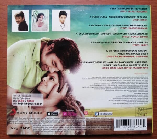 VANAKKAM CHENNAI - Anirudh Tamil Audio Cd - Image 2