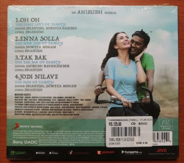 THANGA MAGAN - Anirudh Tamil Audio Cd (FACTORY SEALED PACK) - Image 2