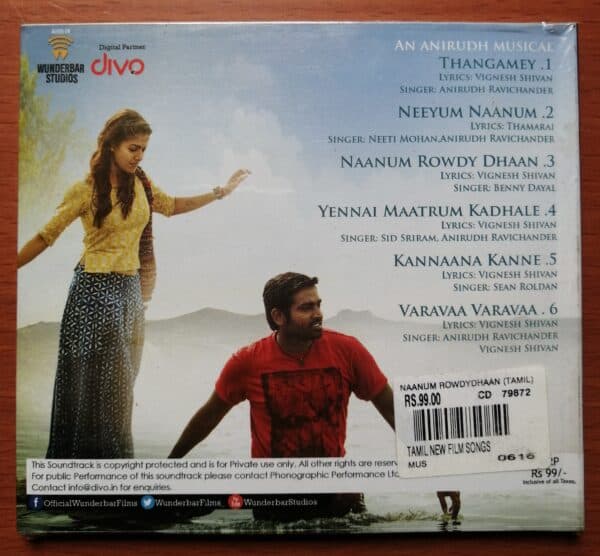 NAANUM ROWDY DHAAN - Anirudh Tamil Audio Cd - Image 2