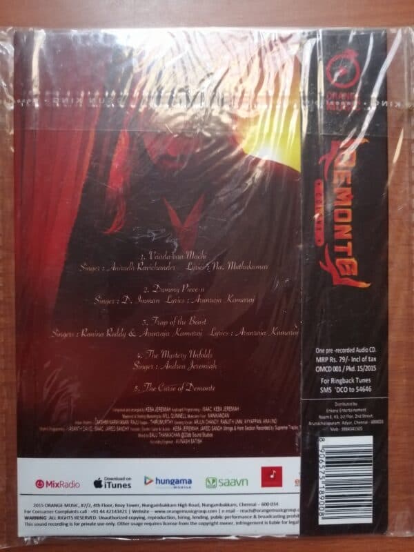 DEMONTE COLONY - Keba Jeremiah Tamil Audio Cd (FACTORY SEALED PACK) - Image 2