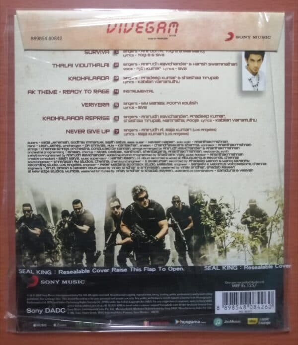 VIVEGAM - Anirudh Tamil Audio Cd (FACTORY SEALED PACK) - Image 2