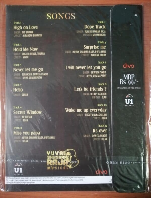 PYAAR PREMA KAADHAL - Yuvan Shankar Raja Tamil Audio CD - Image 2