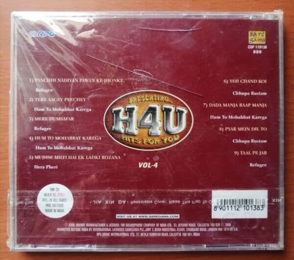 H4U HITS FOR YOU VOL - 4 - Hindi Audio Cd - Image 2