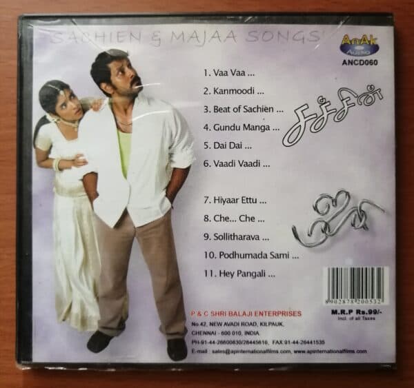 SACHIEN & MAJAA - Devi Sri Prasad & Vidyasagar Tamil Audio CD - Image 2