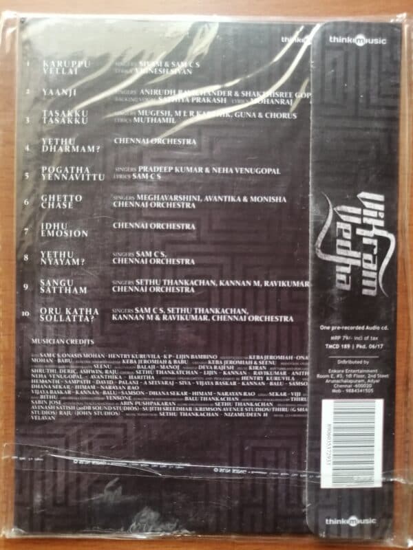 VIKRAM VEDHA - Tamil Audio Cd Music By Sam C.S - Image 2