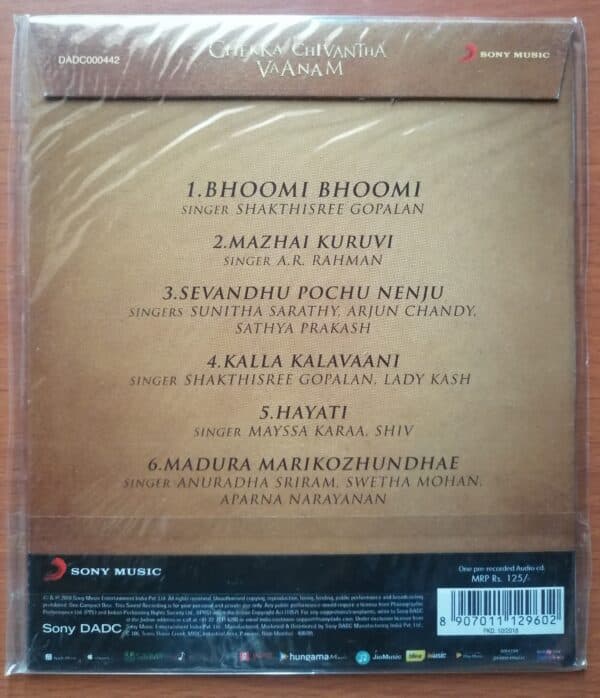 CHEKKA CHIVANTHA VAANAM - A.R.Rahman Audio Cd Sony Music - Image 2