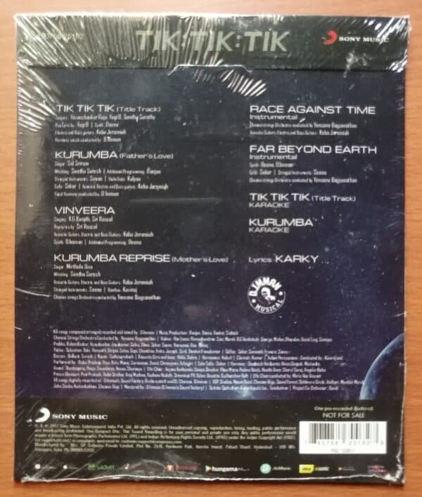 TIK : TIK : TIK - D.Imman Tamil Audio Cd (FACTORY SEALED PACK) - Image 2
