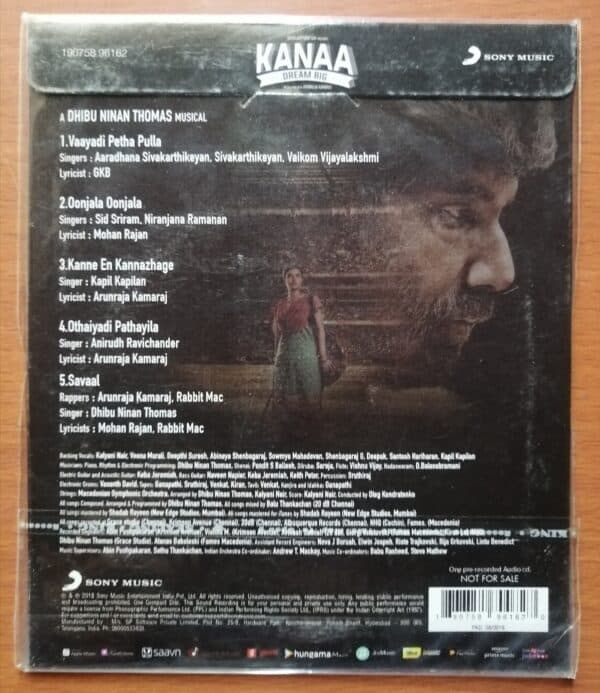 KANAA - Dhibu Ninan Thomas Tamil Audio Cd (FACTORY SEALED PACK) - Image 2