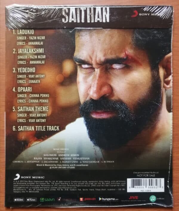 SAITHAN - Vijay Antony Tamil Audio Cd - Image 2