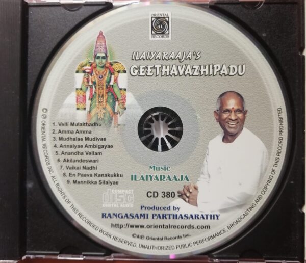 ILAIYARAAJA'S GEETHAVAZHIPADU - Oriental Audio Cd - Image 2