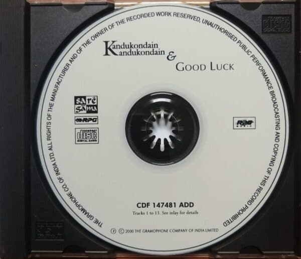 KANDUKONDAIN KANDUKONDAIN / GOOD LUCK - A.R. Rahman & Manoj Bhatnagar Imported Saregama Audio Cd - Image 2