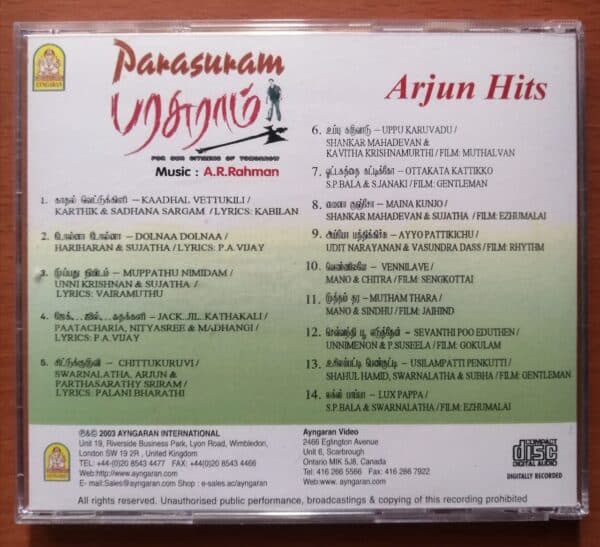 PARASURAM / ARJUN HITS - A.R. Rahman Ayngaran Audio Cd - Image 3
