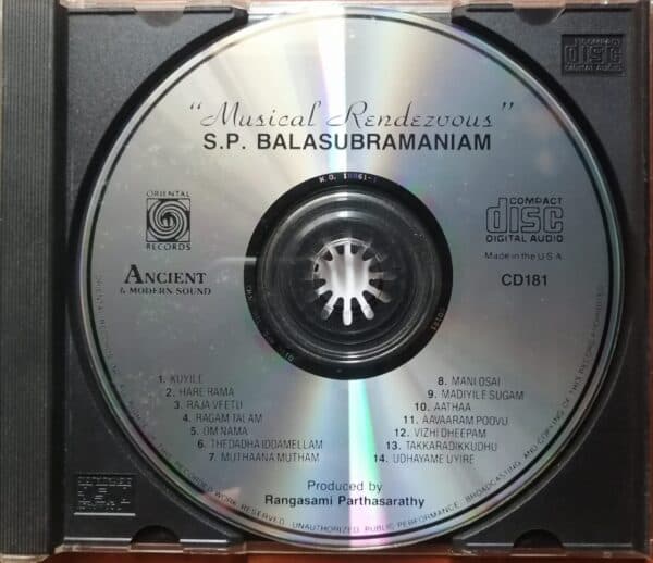 MUSICAL RENDEZVOUS S.P. BALASUBRAMANIAM - Oriental Imported USA Edition Audio Cd - Image 2