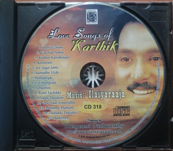 LOVE SONGS OF KARTHIK - Ilaiyaraaja Oriental Audio Cd - Image 2