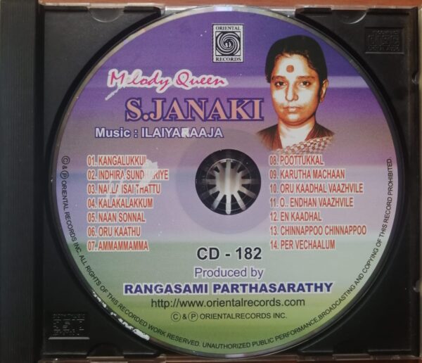 MELODY QUEEN S.JANAKI - Ilaiyaraaja Oriental Audio Cd - Image 2