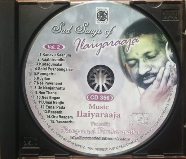 SAD SONGS OF ILAIYARAAJA - Oriental Audio Cd - Image 2