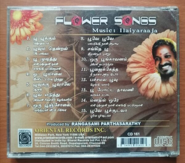 FLOWER SONGS - Ilaiyaraaja Oriental Audio Cd - Image 3