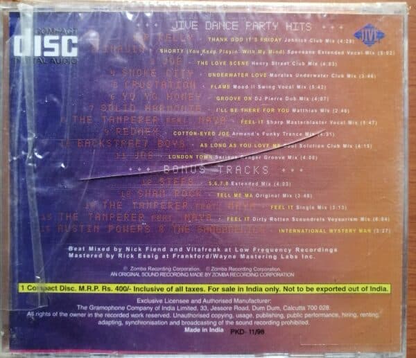 JIVE DANCE PARTY HITS THE TAMPERER - English Album Audio Cd - Image 2