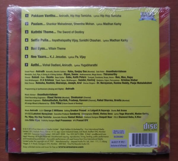 KATHTHI - Anirudh Tamil Audio Cd - Image 2
