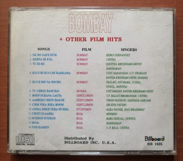 BOMBAY / OTHER FILM HITS - A.R. Rahman Hindi Imported Audio Cd - Image 3