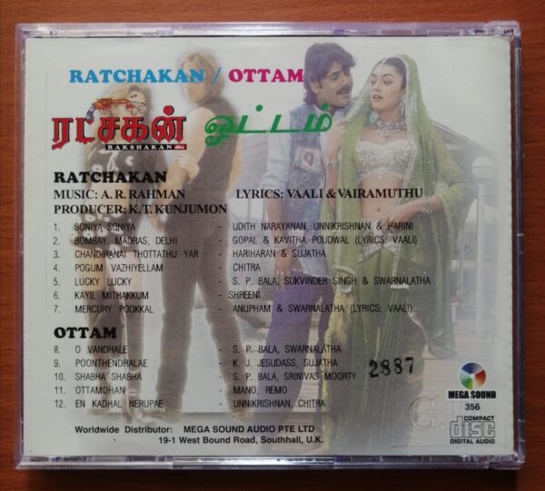 RATCHAKAN / OTTAM - A.R. Rahman Imported Audio Cd - Image 3