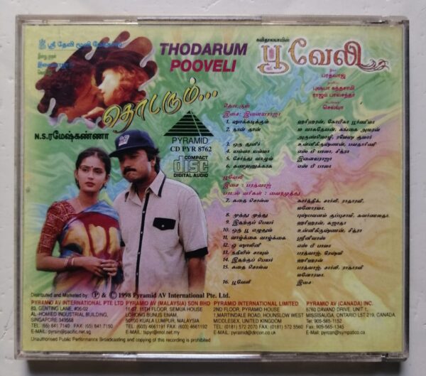 THODARUM / POOVELI - Ilayaraja & Bharadwaj Pyramid Tamil Audio Cd - Image 3