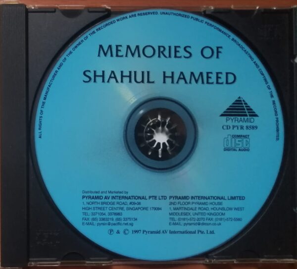 MEMORIES OF SHAHUL HAMEED - Pyramid Compilation Tamil Film Audio Cd - Image 2