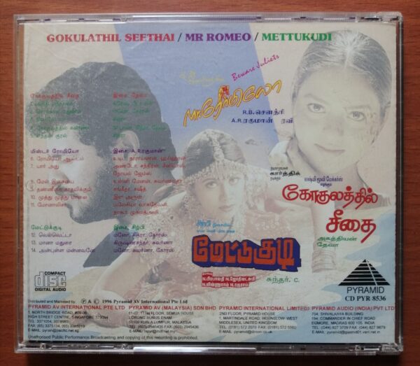 GOKULATHIL SEETHAI / MR.ROMEO / METTUKUDI - Deva & A.R. Rahman & Sirpy Imported Pyramid Tamil Audio Cd - Image 3