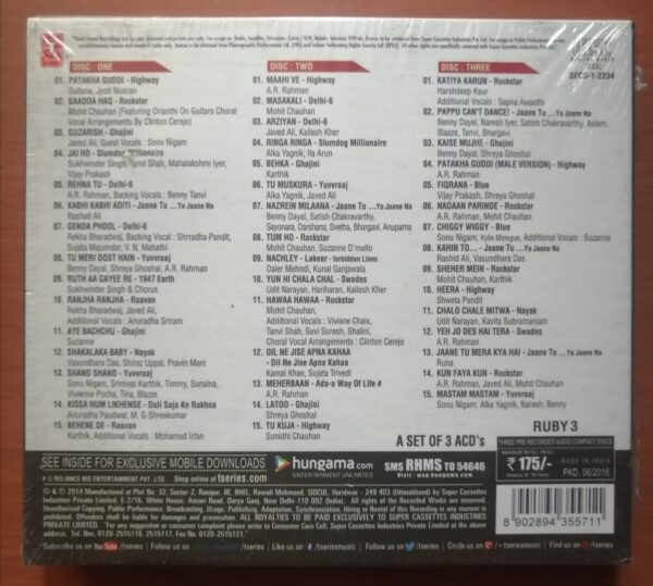 A.R. RAHMAN SIGNATURE COLLECTION  2 - A.R. Rahman Hindi 3 Disc Pack (FACTORY SEALED PACK) - Image 2