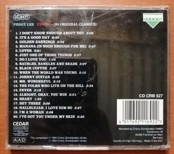 PEGGY LEE FEVER (20 ORIGINAL CLASSICS) - Imported Album Audio Cd - Image 2