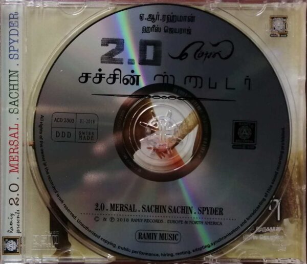 2.0 / MERSAL / SACHIN SACHIN / SPYDER - A.R. Rahman & Harris Jayaraj Tamil Audio Cd - Image 2