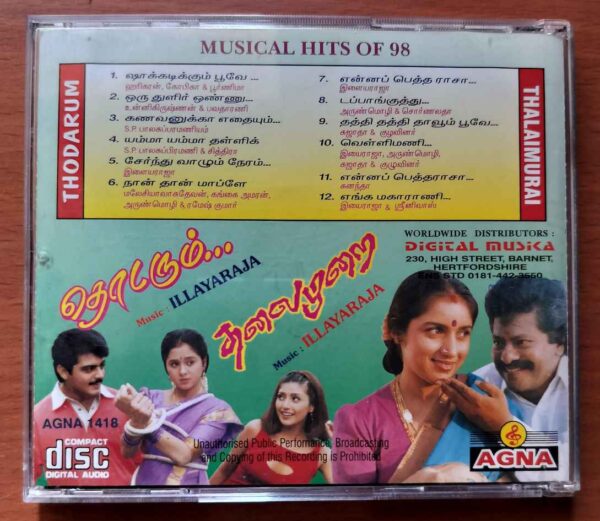 THODARUM / THALAIMURAI - Ilayaraja Tamil Audio Cd - Image 3