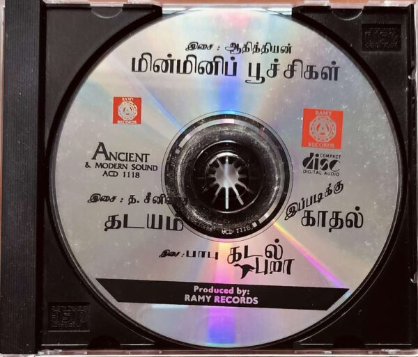 MINMINI POOCHIGAL / Thadayam / IPADIKKU KADHAL / KADAL PURA - Deva & Adithyan & Ganesh Babu Old Ramy Tamil Audio Cd - Image 2