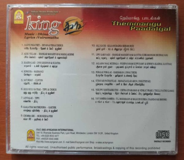 KING / THEMMANGU PAADALGAL - Dhina Ayngaran Tamil Film Audio Cd - Image 3