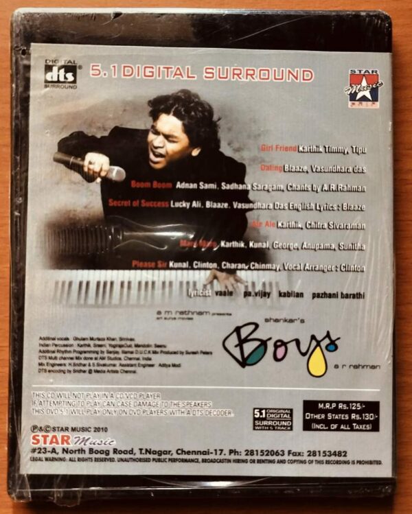 BOYS - A.R. Rahman 5.1 Digital Surround Audio Cd - Image 2