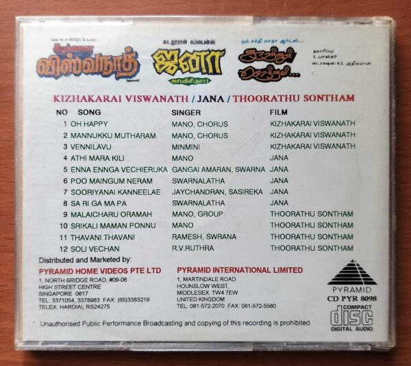 KIZHAKARAI VISWANATH / JANA / THOORATHU SONTHAM - Jhonson & Kavi Rajan Tamil Audio Cd - Image 3