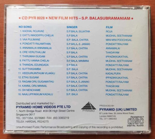 NEW FILM HITS -S.P. BALASUBRAMANIAM - Pyramid Compilation Tamil Audio Cd - Image 3