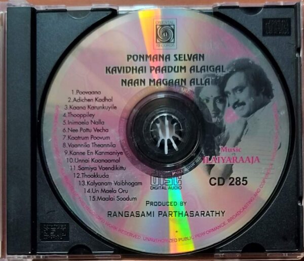 PONMANA SELVAN / KAVITHAI PAADUM ALAIGAL / NAAN MAGAAN ALLA - Ilayaraja Tamil Audio Cd - Image 2