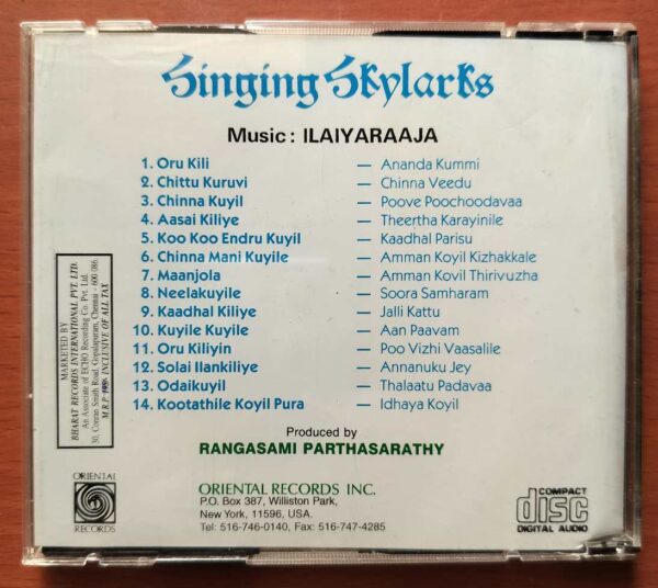 SINGING SKYLARKS - Ilayaraja Tamil Audio Cd - Image 3