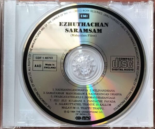 EZHUTHACHAN / SARAMSAM - Ravindran & Jerry Amaldev Imported Malayalam Audio Cd - Image 2