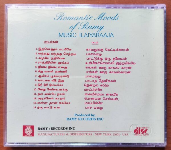 ROMANTIC MOODS OF RAMY - Ilayaraja Music Collection Old Ramy USA Edition Audio Cd - Image 3