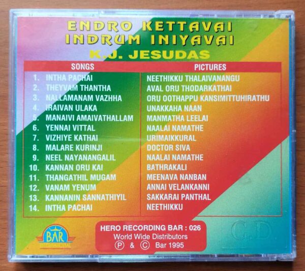 ENDRO KETTAVAI INDRUM INIYAVAI - K.J. Jesudas Tamil Songs Audio Cd - Image 3