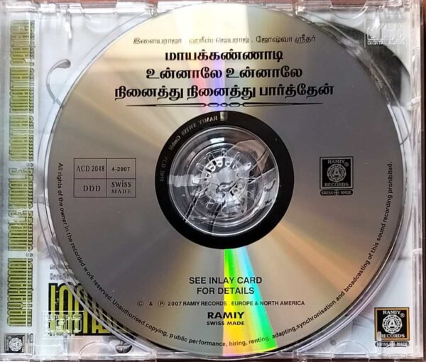 MAYAKANNADI / UNNALE UNNALE / NINAITHU PARTHEN - Ilayaraja & Harris Jayaraj Audio Cd - Image 2