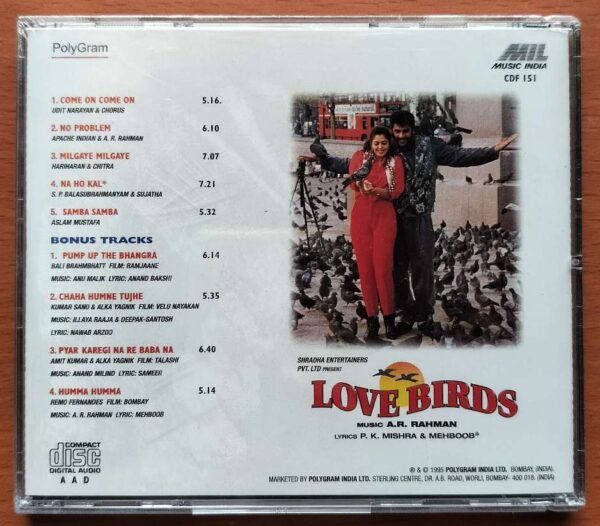 LOVE BIRDS - A.R. Rahman Hindi Audio Cd (FACTORY SEALED PACK) - Image 2
