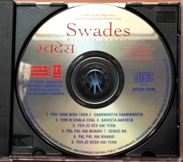 SWADES - A.R. Rahman Hindi Audio Cd - Image 2