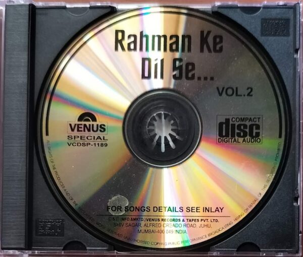 RAHMAN KE DIL SE VOL.2 - A.R. Rahman Audio Cd - Image 2