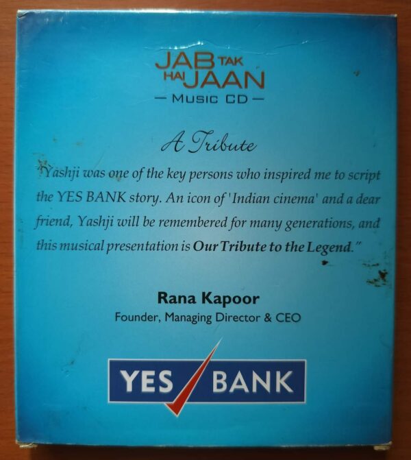 JAB TAK HAI JAAN - A.R. Rahman Hindi Audio Cd (COMPLIMENTARY COPY) - Image 4