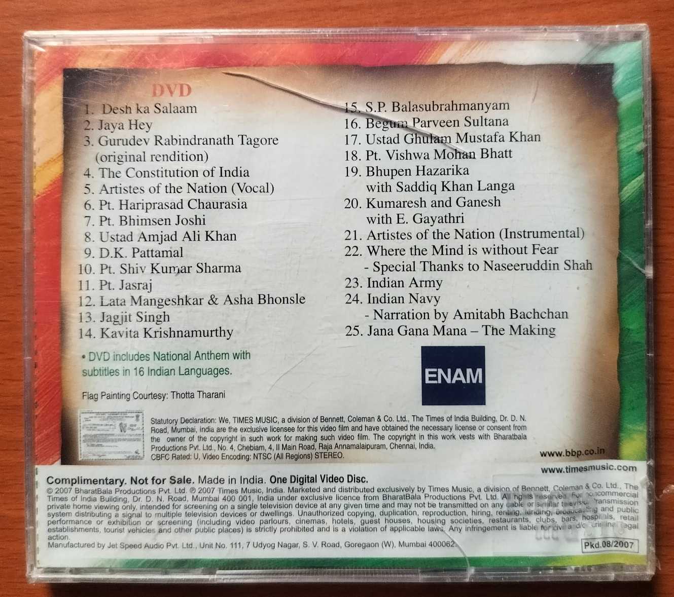 JANA GANA MANA - A.R. Rahman 2CD (AUDIO CD+DVD) Pack Audio Cd (FACTORY SEALED PACK) - Image 4